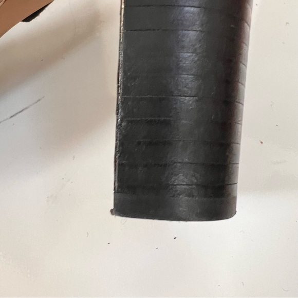 New Vince Camuto Conley Buckle Open Toe Bootie Size 7 Black Suede Stacked Heel - Picture 10 of 16